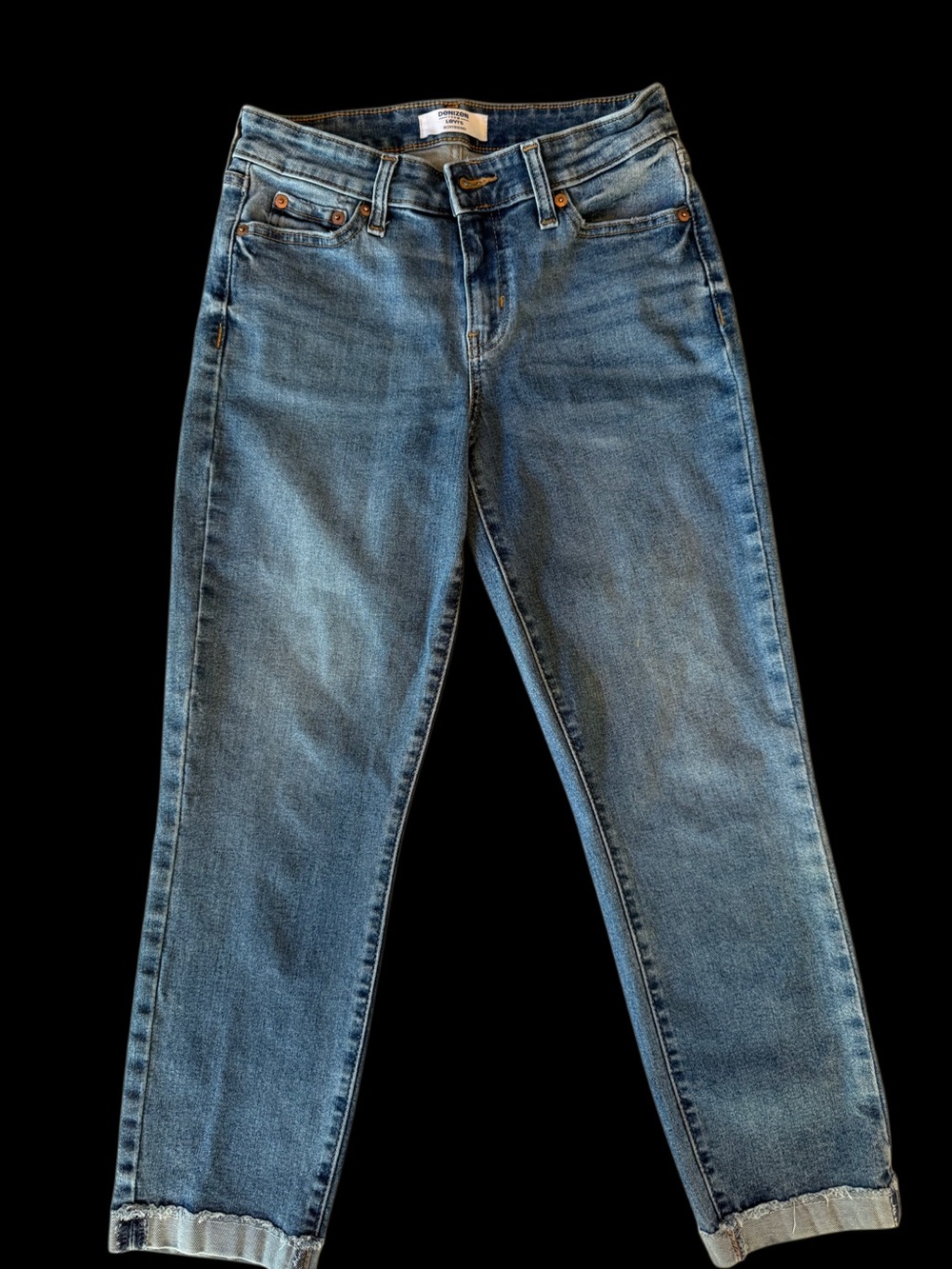 Levi’s Denizen Boyfriend Jeans Women’s 2 W26 Cuffed Medium Wash
